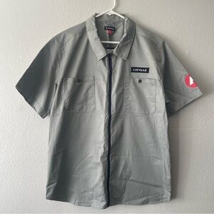 Airwalk Zip Up Short Sleeve Camp Shirt Men’s Size XXL Gray Work Shirt NEW